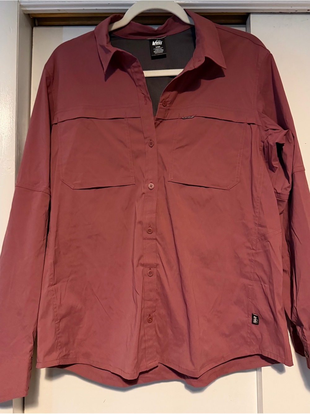 Women’s Long Sleeve Button-Front Hiking Shirt — Dusty Rose-Never Worn-